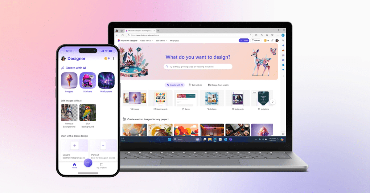 Microsoft's AI Enhanced Designer App, Similar to Canva, Now Available on iOS and Android
